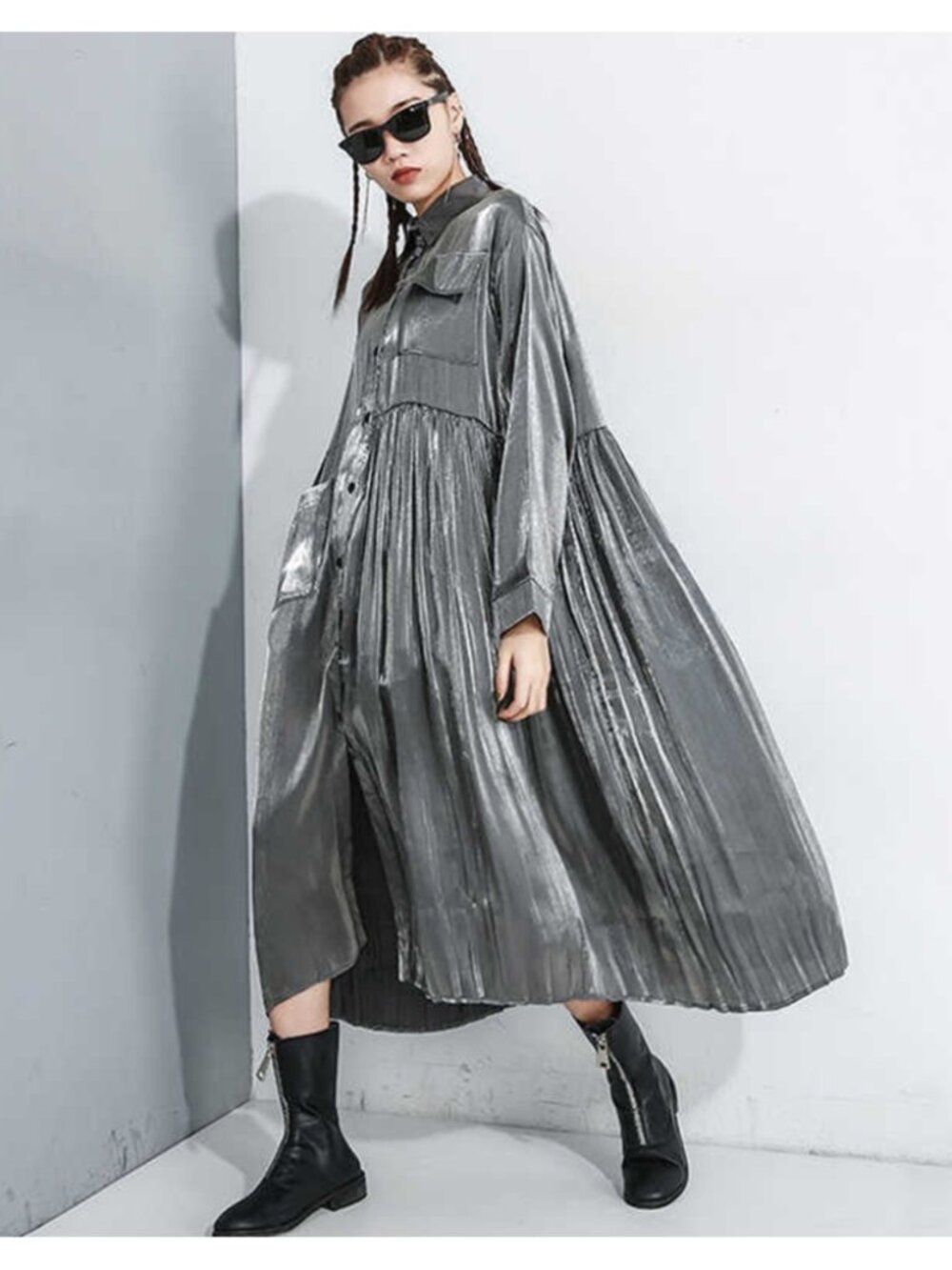 Kate Hewko Liquid Metallic Shirt Dress